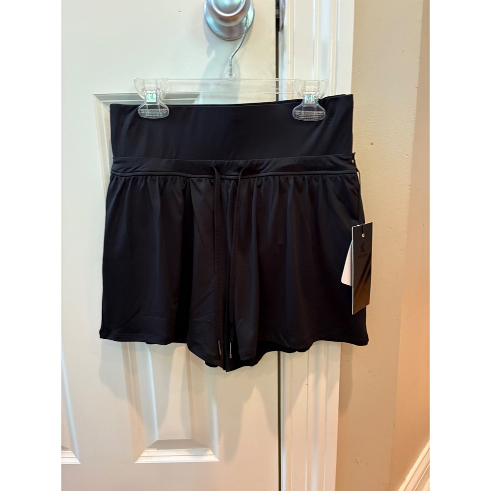 KYODAN Black High‎ Waist Athletic XS $55. Lounge Shorts with Drawstring New